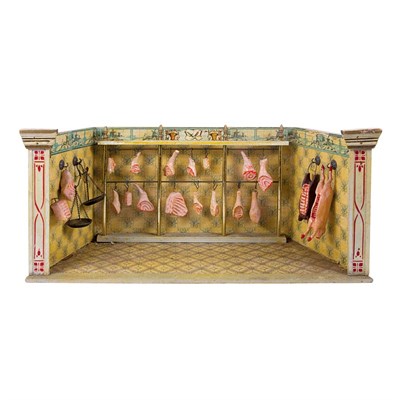 Lot 190 - Painted Wood Butcher's Shop Diorama Height 10...