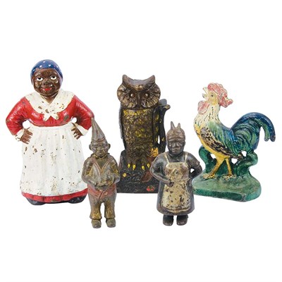 Lot 212 - Group of Four Painted Iron Figural Banks;...