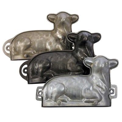 Lot 239 - Group of Three Metal Lamb-Form Baking Molds...