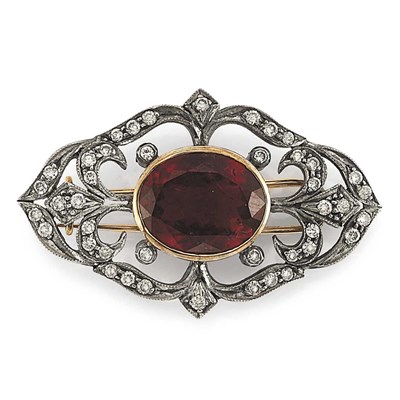 Lot 328 - Silver, Gold, Rubellite and Diamond Clip