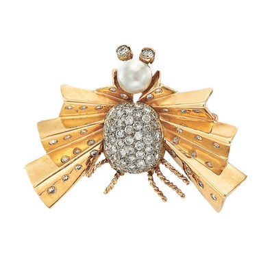 Lot 490 - Gold, Diamond and Mabe Pearl Butterfly Brooch