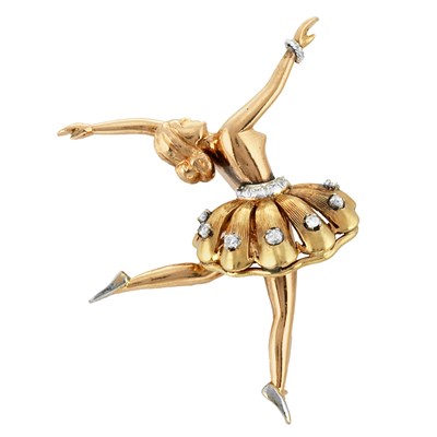 Lot 460 - Gold, Platinum and Diamond Ballerina Pin