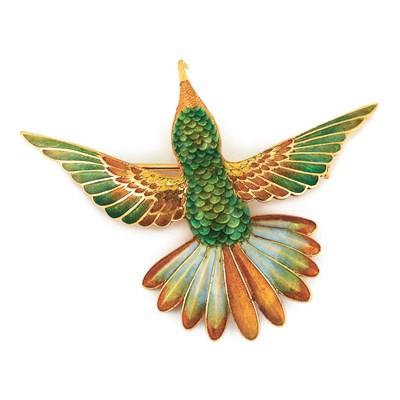 Lot 625 - Gold and Enamel Bird Brooch