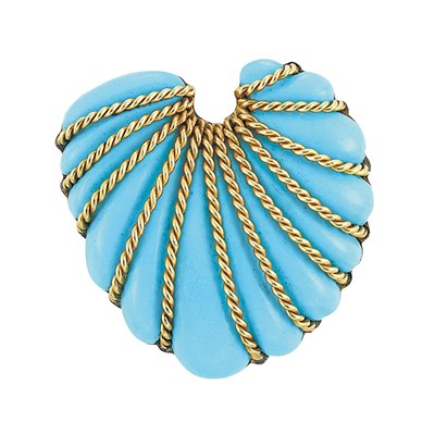 Lot 351 - Gold and Turquoise Shell Brooch, Seaman Schepps
