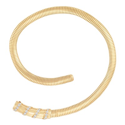 Lot 494 - Gold and Diamond Slide Snake Chain Necklace, Van Cleef & Arpels
