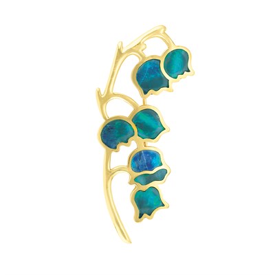 Lot 27 - Gold and Black Opal Lily of the Valley Brooch, Tiffany & Co.