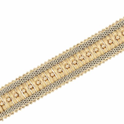 Lot 434 - Wide Two-Color Gold Bracelet