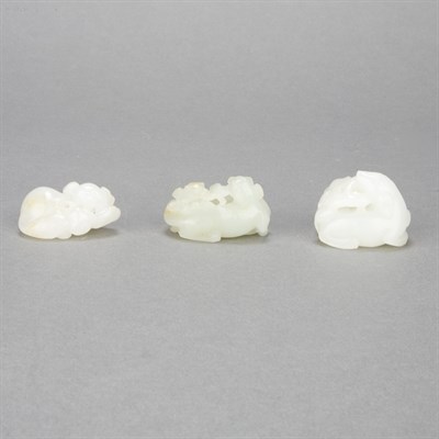 Lot 403 - Group of Three Chinese White and Celadon Jade...