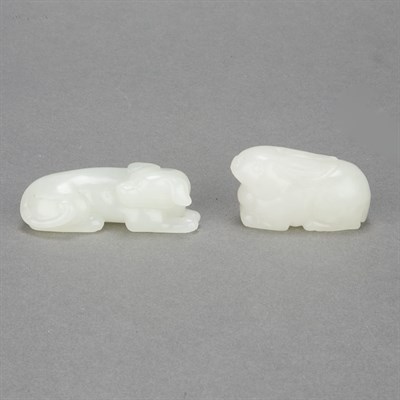 Lot 80 - Two Chinese White Jade Toggles 19th Century...