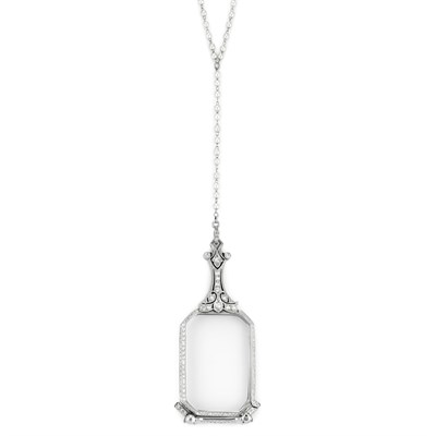 Lot 665 - Edwardian Long Platinum and Seed Pearl Chain with Platinum and Diamond Lorgnette