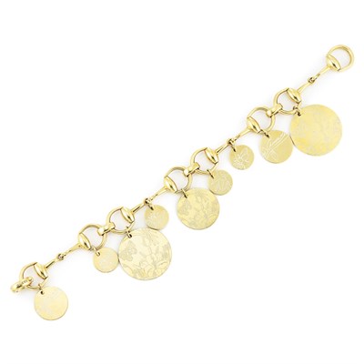 Lot 445 - Gold and White Enamel Charm Bracelet, Gucci