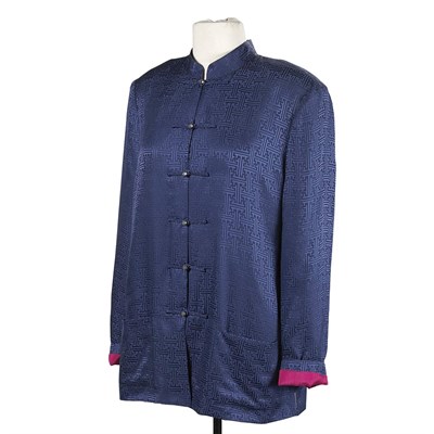 Lot 1127 - Chinese Style Jacket Navy patterned silk,...