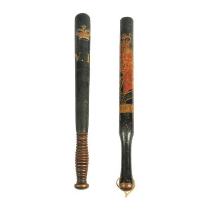 Lot 252 - Two English Painted Wood Batons