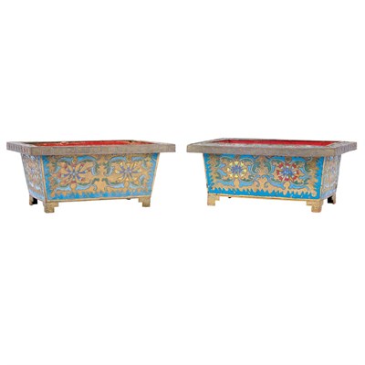 Lot 227 - Pair of Chinese Cloisonne Jardinieres Length...