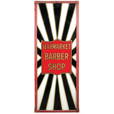 Lot 193 - Antique Painted Glass Barber Shop Sign Height...