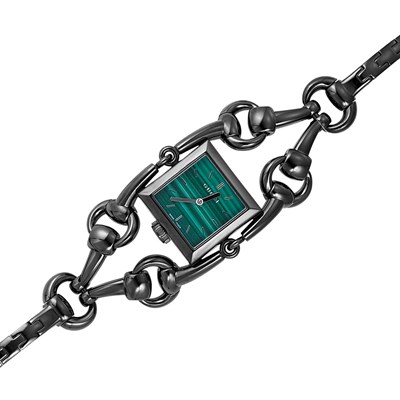 Lot 9 - Blackened Stainless Steel and Malachite Wristwatch, Gucci