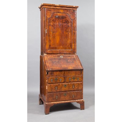 Lot 233 - George II Line Inlaid Walnut Bureau Bookcase...