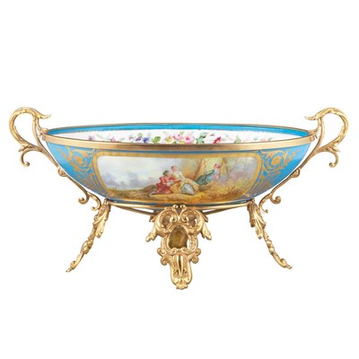 Lot 124 - Sevres Style Gilt-Metal Mounted Porcelain...