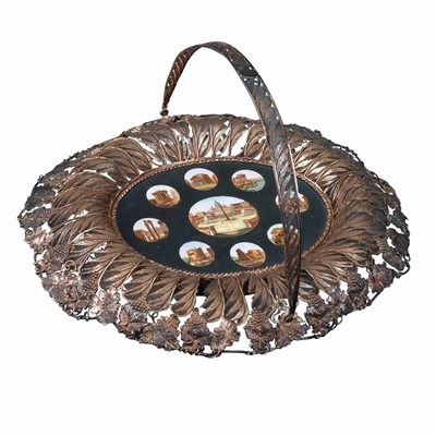 Lot 284 - Italian Micromosaic and Silver Filigree Basket...
