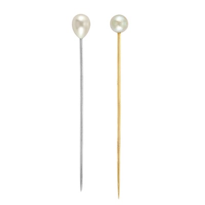 Lot 240 - Two Natural Pearl Stickpins