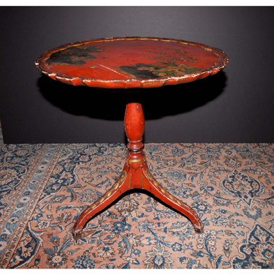 Lot 446 - George II Style Red Japanned Tilt-Top Table...