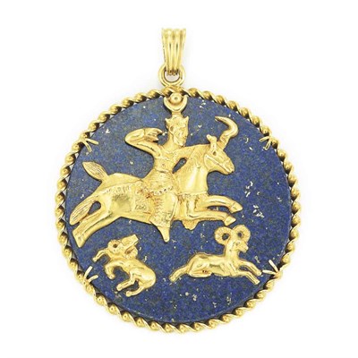Lot 712 - Gold and Lapis Pendant