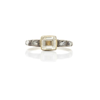 Lot 565 - Gold, Silver, Rock Crystal and Diamond Ring