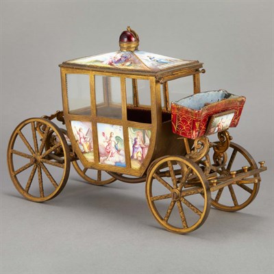 Lot 221 - Viennese Enameled Metal and Glass Music Box...