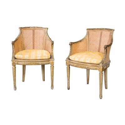 Lot 621 - Pair of Louis XVI Style Carved and Painted...