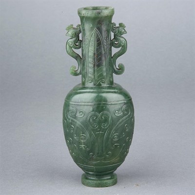 Lot 177 - Chinese Spinach Jade Vase The ovoid body...