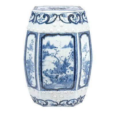 Lot 348 - Chinese Blue and White Glazed Garden Stool...