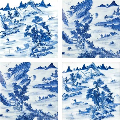 Lot 492 - Group of Four Chinese Blue and White Glazed...