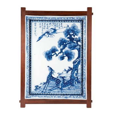 Lot 173 - Chinese Blue and White Glazed Porcelain Plaque...