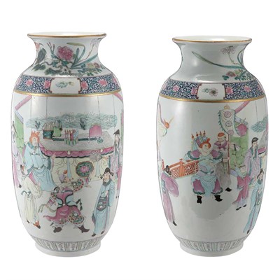 Lot 475 - Pair of Chinese Famile Rose Glazed Porcelain...