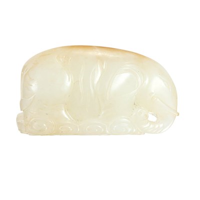 Lot 357 - Chinese Jade Elephant Toggle Carved standing...
