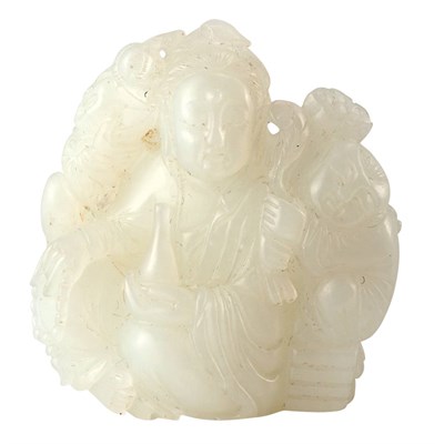Lot 156 - Chinese White Jade Figural Toggle Carved...
