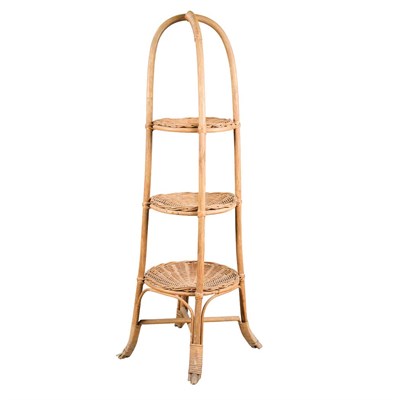 Lot 196 - Wicker Three-Tier Etagere Height 39 inches.