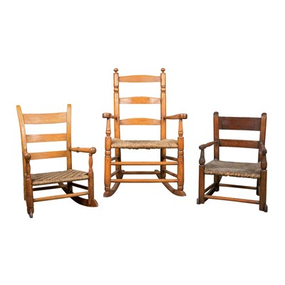 Lot 237 - Group of Three American Rush Seat Child's...