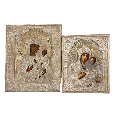 Lot 273A - Two Russian Painted Wood Icons of the Madonna...