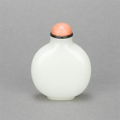 Lot 300 - Chinese White Jade Snuff Bottle Of flattened...
