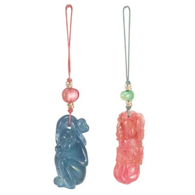 Lot 448 - Two Chinese Tourmaline Pendants Comprising a...