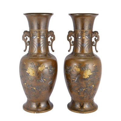 Lot 4 - Pair of Japanese Bronze Vases Meiji Period,...