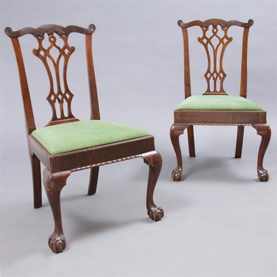 Lot 158 - Pair of Chippendale Mahogany Side Chairs New...