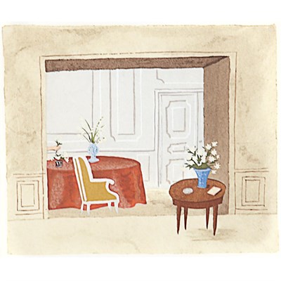 Lot 64 - Jean Hugo INTERIEUR Color pochoir. 4 1/8 x 5...