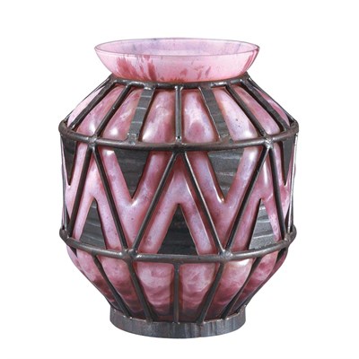 Lot 452 - Daum and Majorelle Art Deco Glass and Iron...