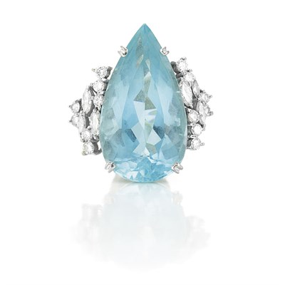 Lot 675 - White Gold, Aquamarine and Diamond Ring, H. Stern