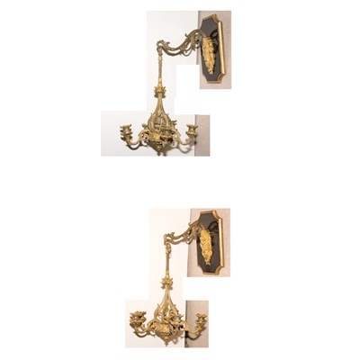 Lot 395 - Pair of Louis XV Style Gilt-Bronze Five-Light...