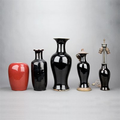 Lot 56 - Group of Five Monochrome Glazed Porcelain...