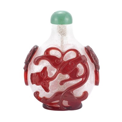 Lot 293 - Chinese Red Overlay Snowstorm Ground Glass...