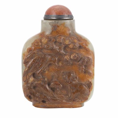 Lot 297 - Chinese Green and Brown Jade Snuff Bottle 19th...